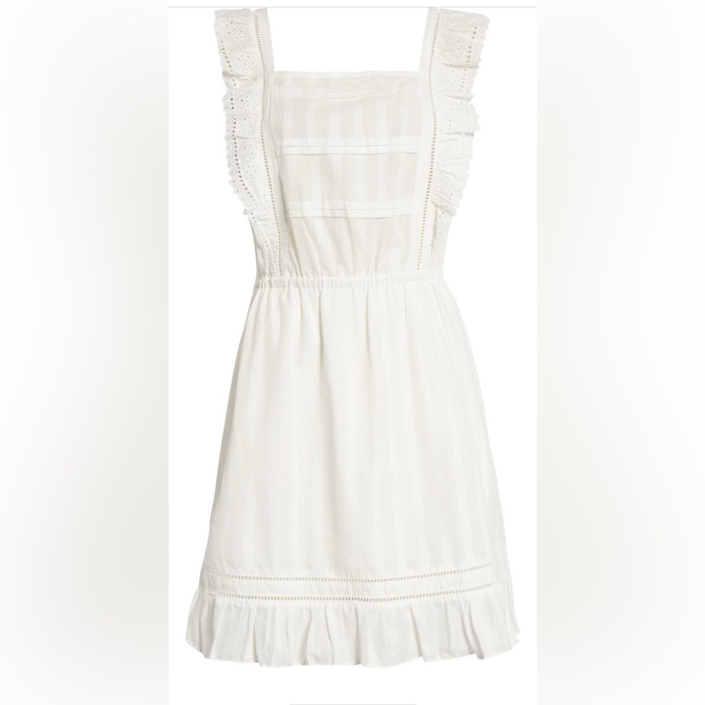 Scotch & Soda Eyelet Ruffle Organic Cotton Pinafore Dress